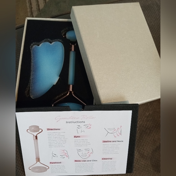 GUA SHA Opalite Crystal Facial Roller Set - Picture 2 of 6